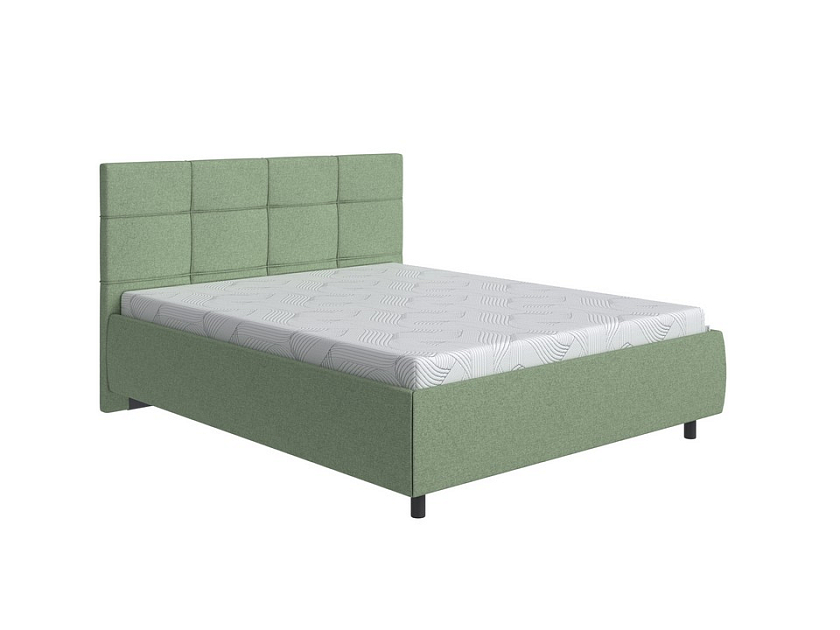 Кровать New Life 160x200 Искусственная шерсть Лама Авокадо - Кровать в стиле минимализм с декоративной строчкой