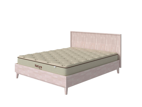 Кровать 160 на 200 Tempo - Кровать из массива с вертикальной фрезеровкой и декоративным обрамлением изголовья