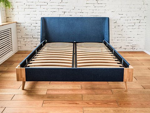 Кровать 140х190 Lagom Side Soft - Оригинальная кровать в обивке из мебельной ткани.