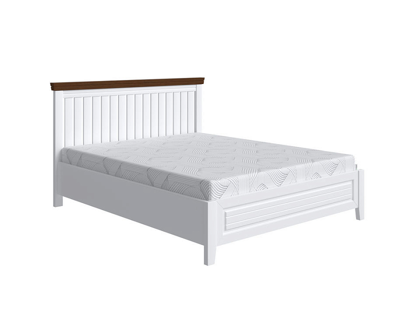 Кровать Olivia 160x200 Массив (сосна) Белая эмаль/Мокко (сосна) - Кровать из массива с контрастной декоративной планкой.