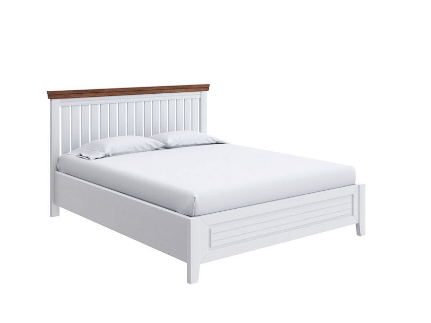 Кровать Olivia с подъемным механизмом 160x190 Массив (сосна) Белая эмаль/Антик - Кровать с подъёмным механизмом из массива с контрастной декоративной планкой.